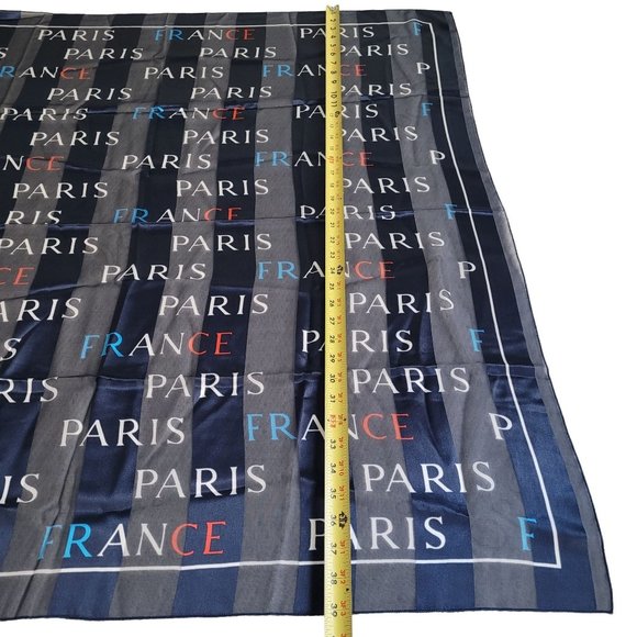 Paris France Striped Rectangle Scarf 39” x 39”. Lightweight and silky. Unsure of - Picture 5 of 6